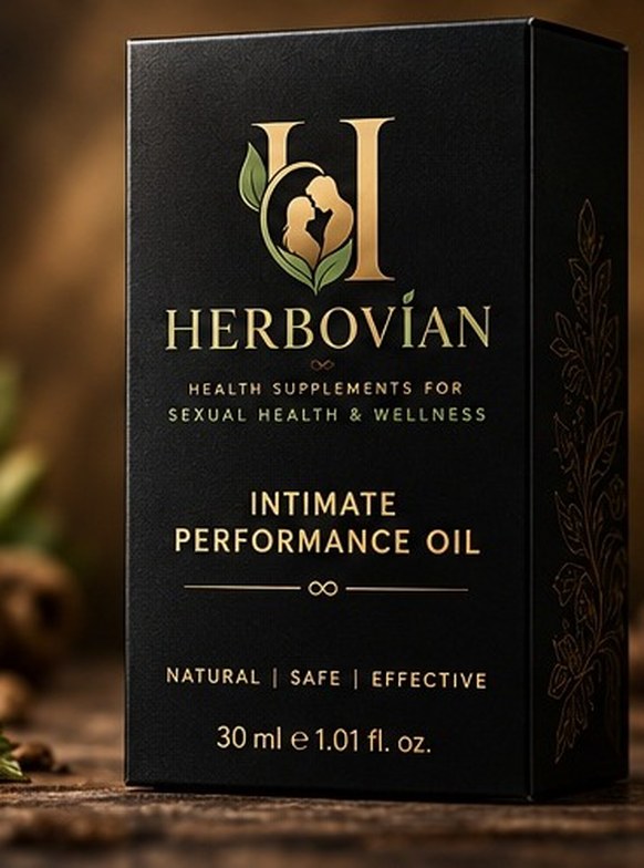Herbovian Intimate Performance Oil packaging box